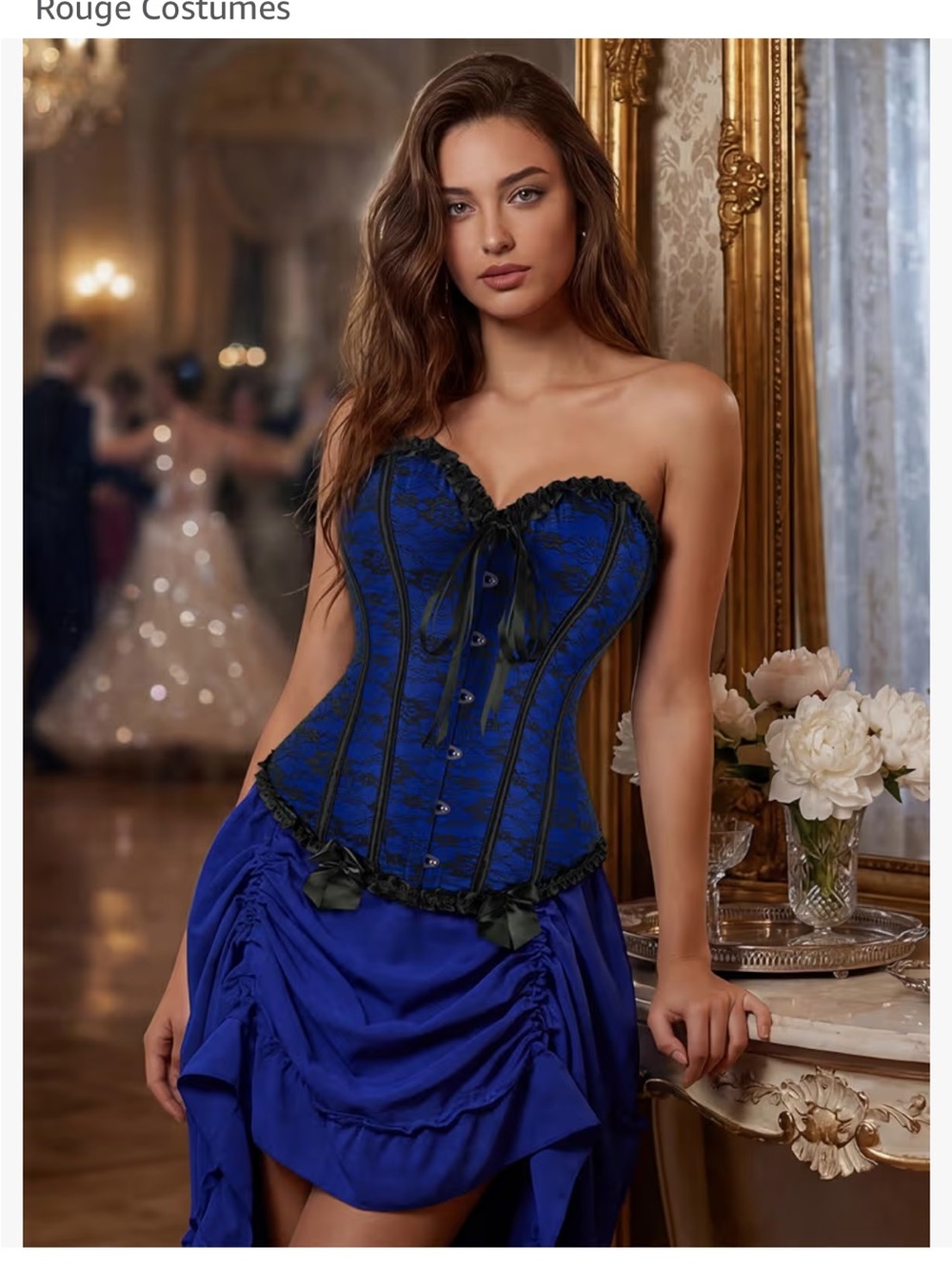 Strapless Royal Blue Lace Corset Top by